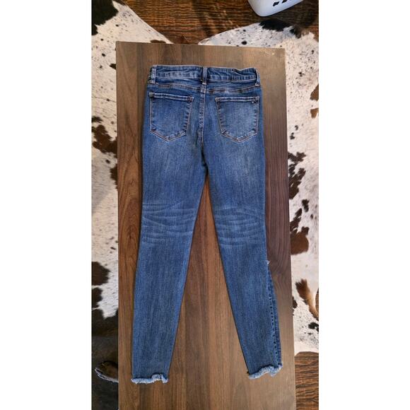 Tricot Distressed Skinny Jeans Sz 9/29 Leopard Patch Ripped Denim Mid Rise Jeans - Picture 1 of 6